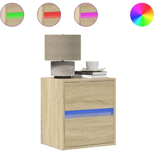 Maison Chic Stenski Dvo delni komplet Nočne omarice - Nočne mize z LED lučkami sonoma hrast, (21687053) Cene