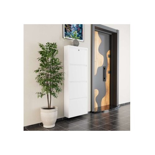 Hanah home Ormar za cipele Locking 4 Piece Metal White Cene