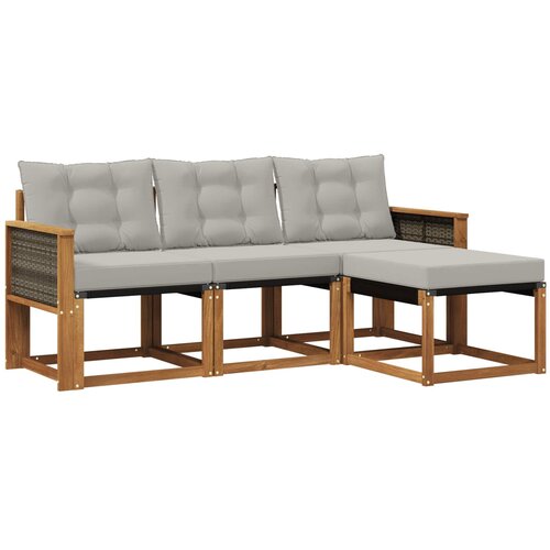 vidaXL Zunanja garnitura za sedenje 4 pcs Naravna in svetlo siva, (5000282118) Cene