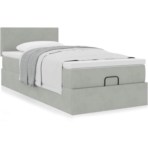 VidaXL Otomanski posteljni okvir z vzmetnico siv 90x190 cm žamet Slike