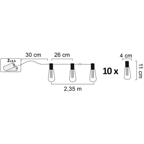  LED dekorativni niz EDISON 2,65 m 10xLED/2xAA Slike