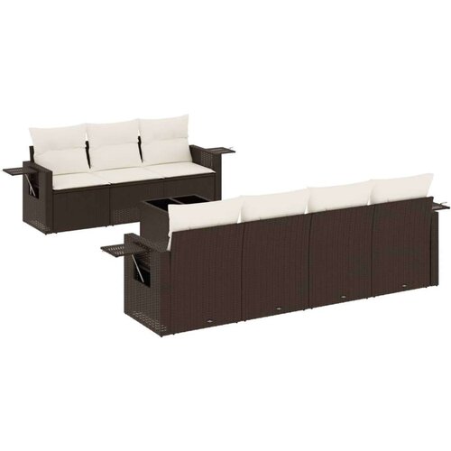 VidaXL 8-dijelni set vrtnih sofa s jastucima smeđi od poliratana Slike
