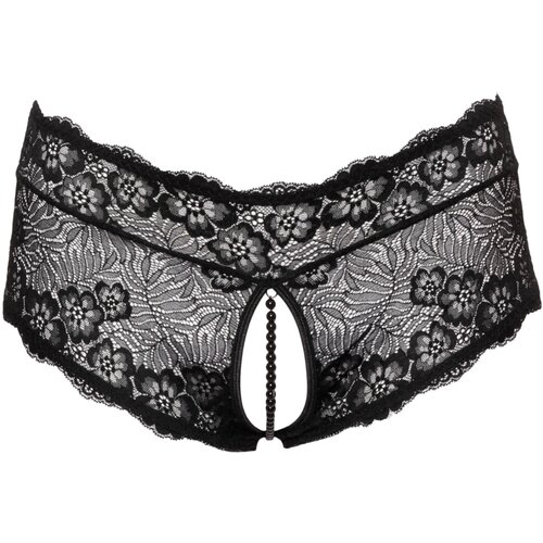 Cottelli Curves Crotchless Floral Lace Panties with Stimulating Pearls 2311020 Black L Cene