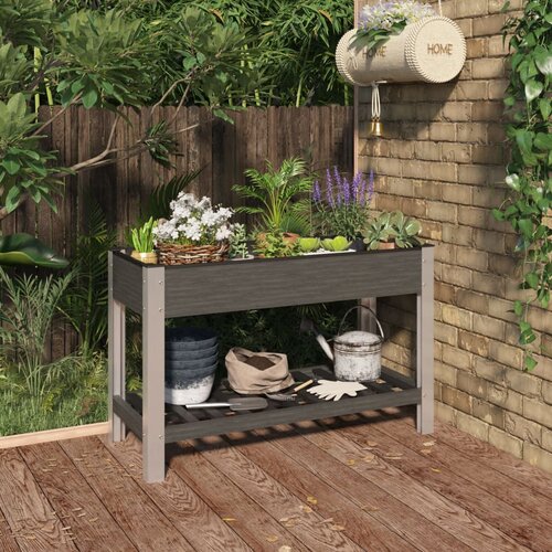 vidaXL Visoka greda s polico siva 120x50x75 cm WPC Cene