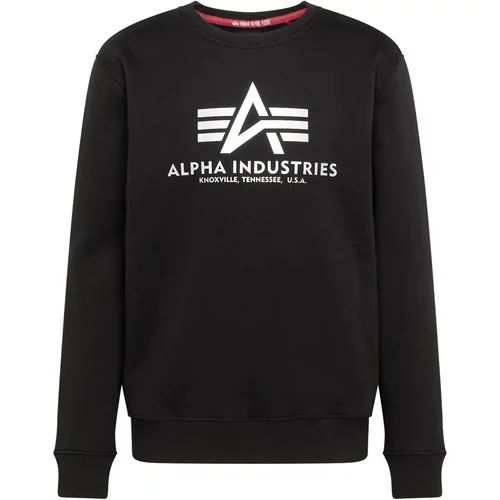 Alpha Industries Sweater majica crna / bijela