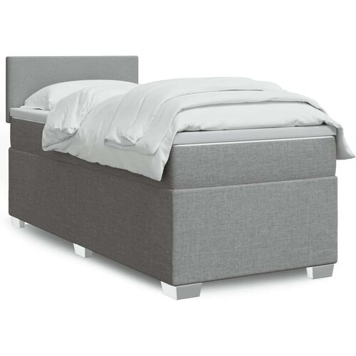 VidaXL Okvir kreveta s oprugama i madrac svjetlosivi 80x200cm tkanina Slike