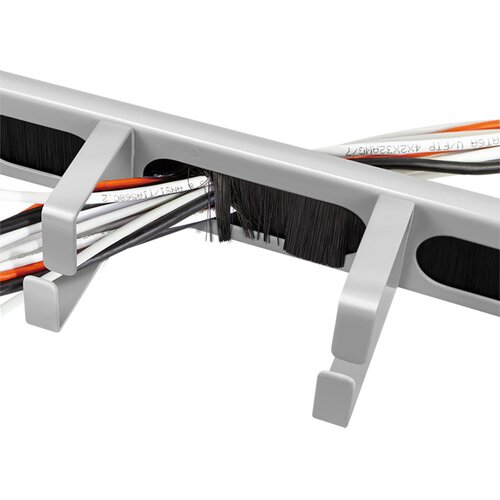 Logilink 19 cable management bar with 4 metal brackets and brush strip, light grey, OR106G Slike