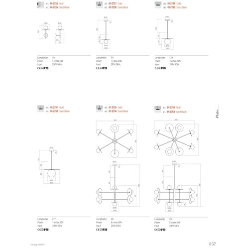  Redo 01-2727 - Visilica na sajli PLATO 1xG9/10W/230V, prečnik 20 cm, zlatna Slike
