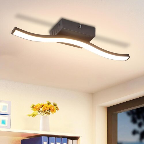 Nettlife moderna črna LED stropna svetilka 6W, valovit dizajn, 3000K toplo bela, stropna svetilka za dnevno sobo, spalnico, kuhinjo, hodnik, (5000491476) Slike