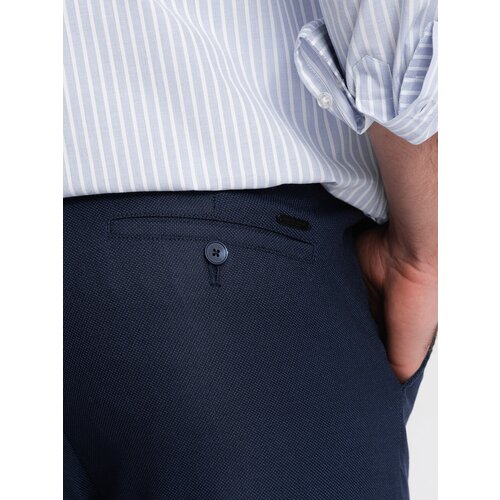 Ombre Men's classic chino SLIM FIT pants - navy blue Cene