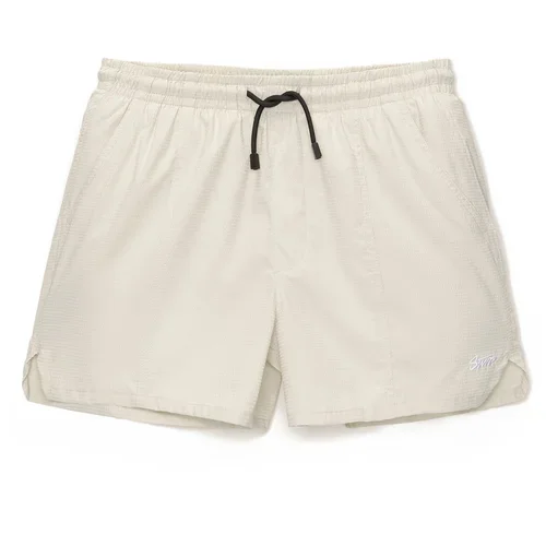 Pull&Bear Kratke kopalne hlače črna / bela / naravno bela