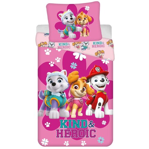 Jerry Fabrics Rožnata enojna bombažna otroška posteljnina 140x200 cm Paw Patrol "Heroic" – Cene