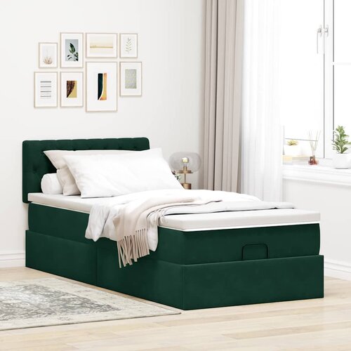  Otomanski krevet s madracem i LED tamnozeleni 80x200cm bar&amp;scaron;un Slike