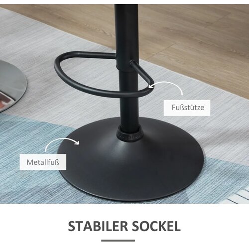  Set 2 barske stolice okretne s naslonom podesiva visina bar&amp;scaron;un crne 51.5x57.5x93-114.5 cm Slike
