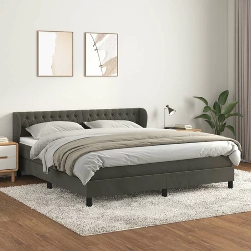  Box spring postelja z vzmetnico temno siva 160x200 cm žamet, (20790866)