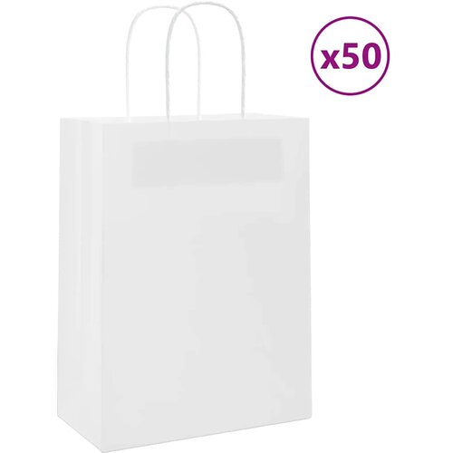 vidaXL Papirnate vrećice 50 kom s ručkama bijele 21x11x28 cm Cijene