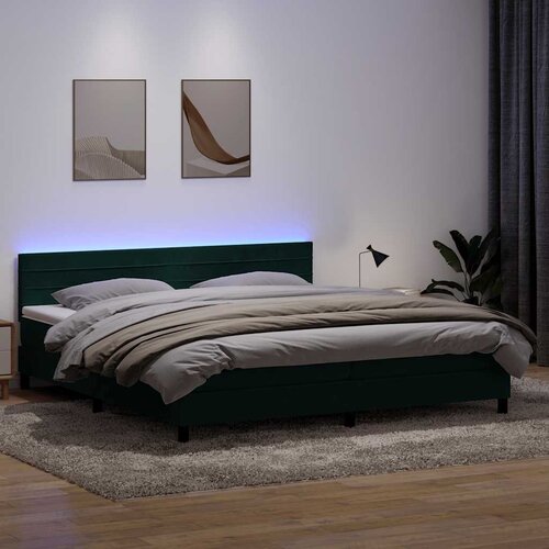 Box Spring krevet s madracem i LED tamno zeleni 180x220 cm bar&scaron;un Cijene