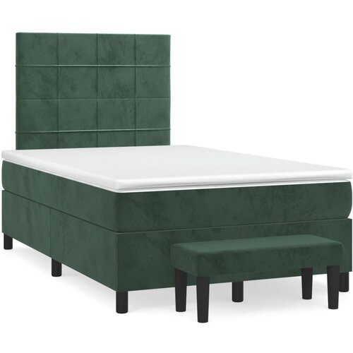 vidaXL Box spring postelja z vzmetnico temno zelena 120x200 cm žamet, (20899701) Cene
