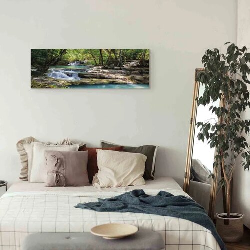  Slika - Nature: Forest Waterfall 120x40 Premium Print Slike