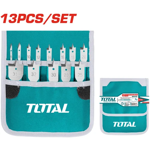 TOTAL TOOLS 13-delni set ploščatih svedrov za les 1/4" / 152mm / IND (TACSD70131), (21122544)