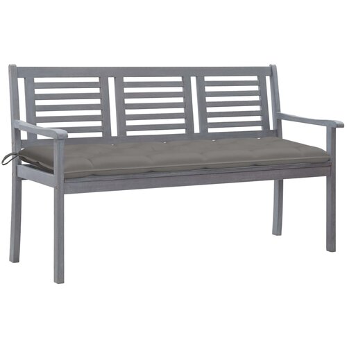 The Living Store Vrtna klop za 3 osebe z blazino 150 cm siv evkaliptusov les - Klop, (21472882) Cene