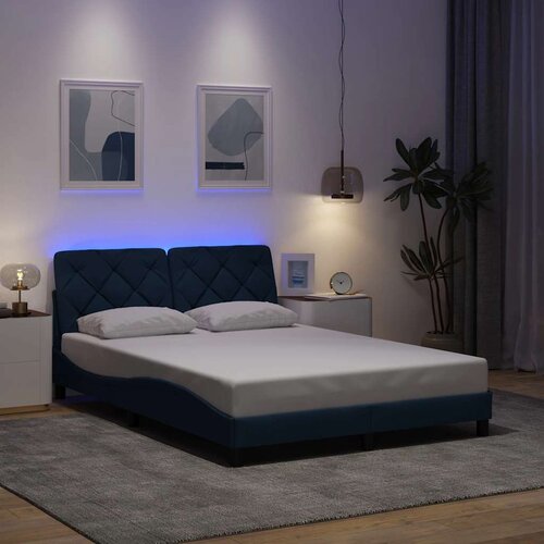  Okvir kreveta s LED-om bez madraca Plava 120x200 cm Tkanina Cene