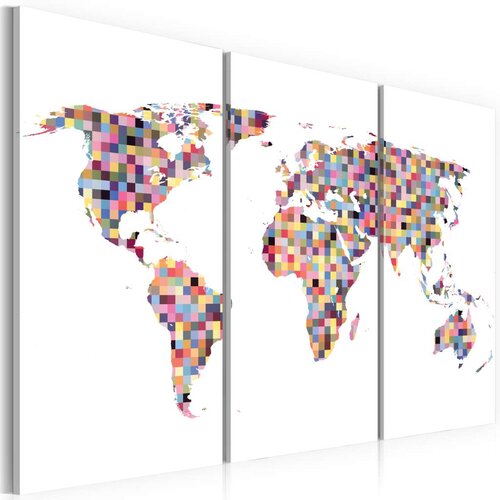  Slika - Map of the World - pixels - triptych 120x80 Slike