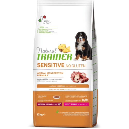 Natural trainer medium/maxi, puppy &amp;amp; junior sensitive no gluten pačetina 3 kg Slike