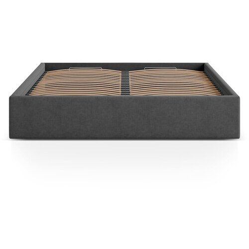 Micadoni Antracitno sivi tapecirani bračni krevet s prostorom za odlaganje/bez uzglavlja s podnicom 180x200 cm Susan – Cene