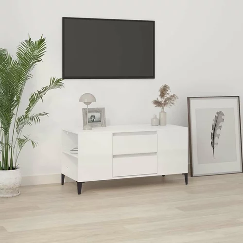 TV omarica visok sijaj bela 102x44,5x50 cm inženirski les, (20733176)