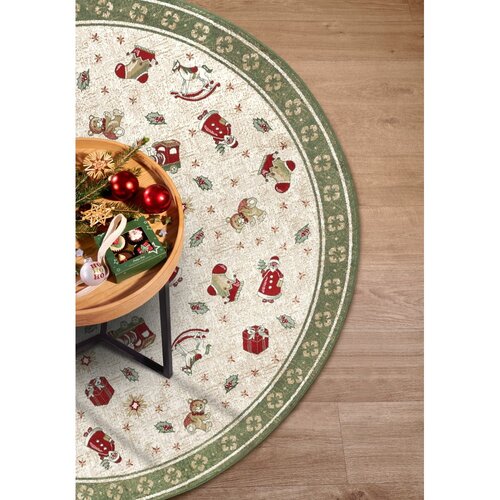 Villeroy &amp;amp; Boch Zeleni okrugao tepih s božićnim motivom od mje&amp;scaron;avine pamuka &amp;oslash; 200 cm Toy&amp;#039;s Delight Green Christmas &amp;ndash; Slike