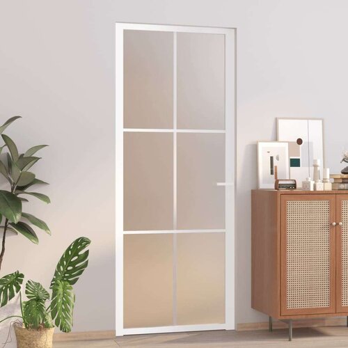  Notranja vrata 83x201,5 cm Bela mat steklo in aluminij, (20766448) Cene
