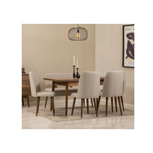 Hanah home vina walnut cream set stola stolica i klupe Cene
