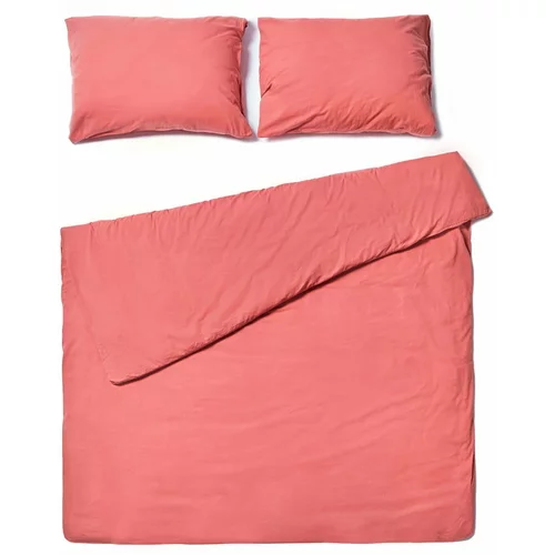 Le Bonom Koralno rožnata bombažna posteljnina za zakonsko posteljo, 160 x 220 cm
