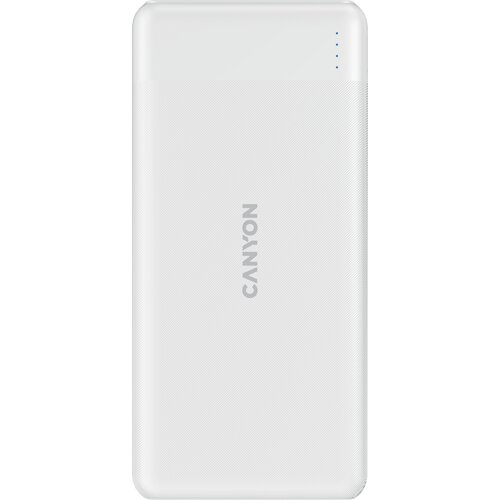 Canyon PB-109 Power bank 10000mAh Li-poly battery, Input Lightning &amp;amp;Type C : 5V/2A, 9V/2A PD 18W(Max), Output Type C 5V/3A,9V/2.2A,12V/1.5A 20W, Output USB A:5V3A,9V2A,12V1.5A,18W quick charging cable 0.3m, 144*68*16mm, 0.24kg, White Slike
