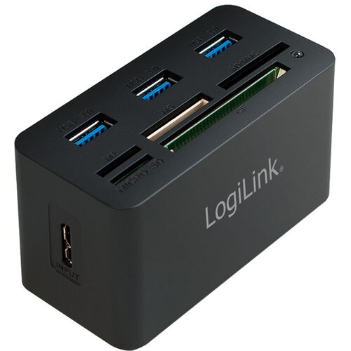 Logilink USB 3.0 hub, with all-in-one card reader, black, CR0042 Cene