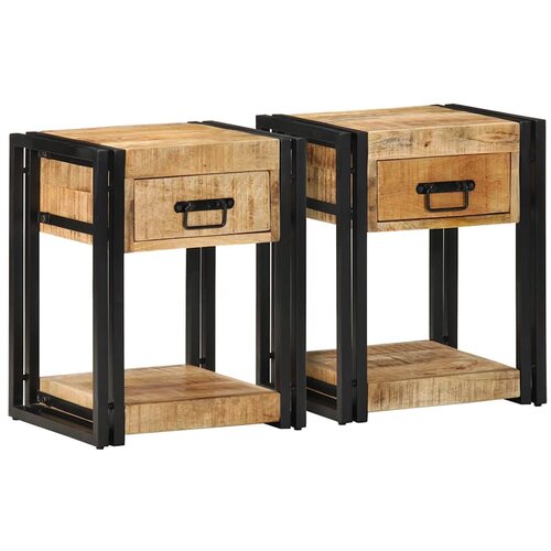 vidaXL Nočne omarice 2 kosa 40x35x50 cm Masivni neobdelan les Mango Cene