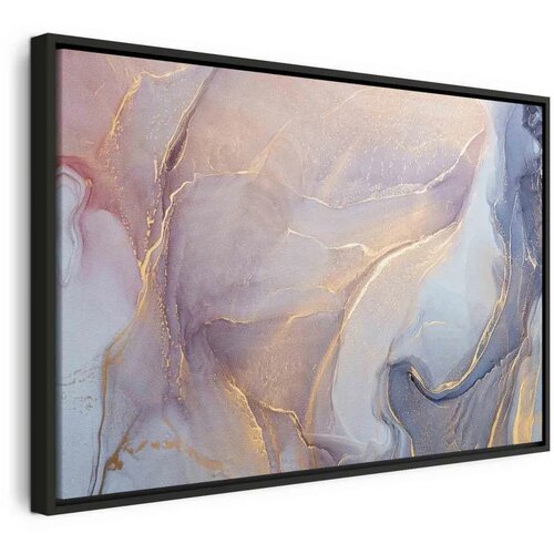  Slika - Pink and blue marble - abstract watercolour with gold accents 120x80 U crnom drvenom okviru Cijene