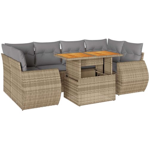 VidaXL 7-dijelni set vrtnih sofa od poliratana s jastucima bež Slike