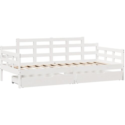 vidaXL Dnevna postelja s predali bela 80x200cm trdna borovina, (21303488) Cene