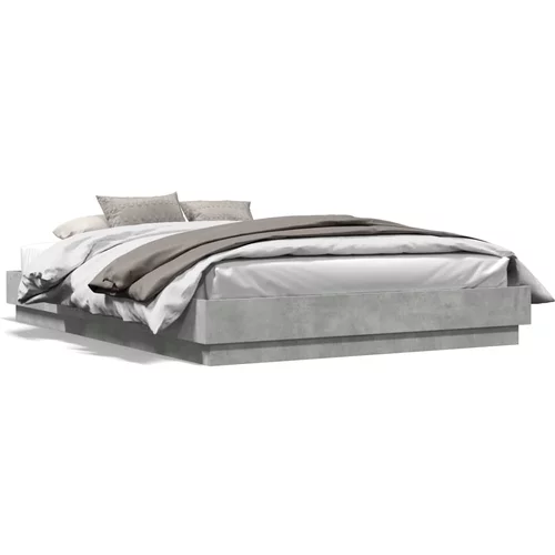  Okvir kreveta s LED svjetlima siva boja betona 150 x 200 cm