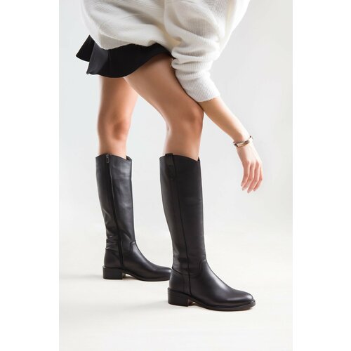 LuviShoes Acro Black Skin Genuine Leather Women's Boots Slike