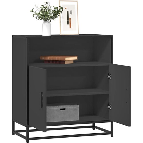 vidaXL Komoda črna 68x35x76 cm inženirski les Cene