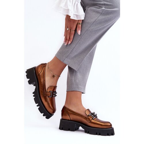 Laura Messi Women's Leather Loafers With Golden Ornament Lyndani Cijene