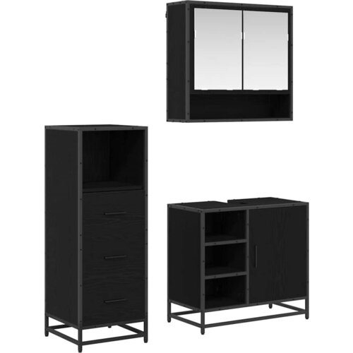 vidaXL set namještaja za kupaonicu 3 pcs crni hrast 65 x 33 x 60 cm Cene