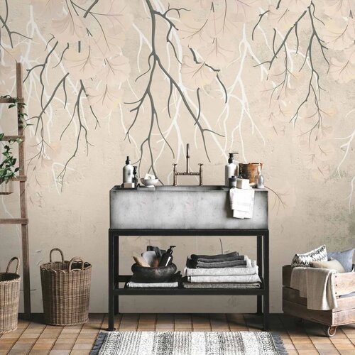  Foto tapeta - Abstract falling leaves - subtle nature motif with branches 500x350 Slike