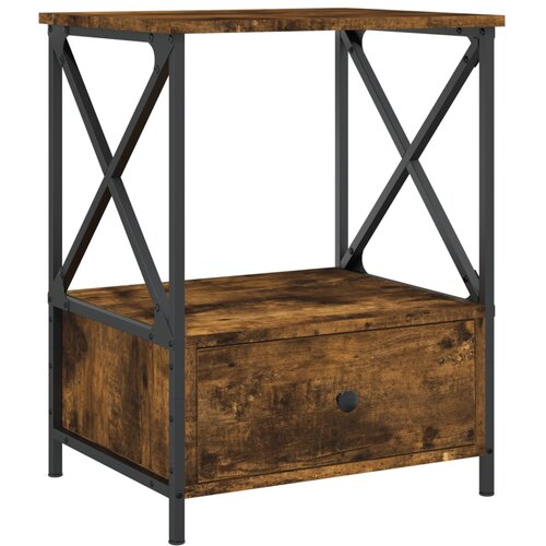 Maison Chic Nočna omarica - Nočna miza dimljen hrast 50x41x65 cm inženirski les, (21687576) Slike