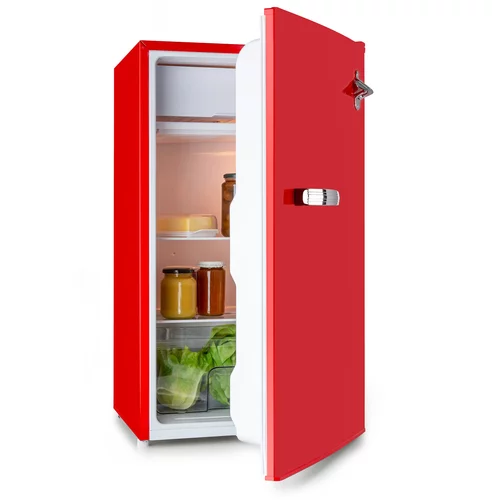 Klarstein Beercracker 91L, hladnjak, energetska klasa A+, zamrzivač, otvarač za flaše, crveni