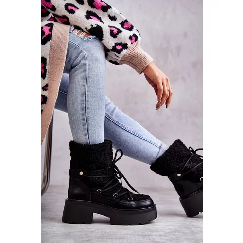 Kesi Women's snow boots with sheepskin Black Sanna