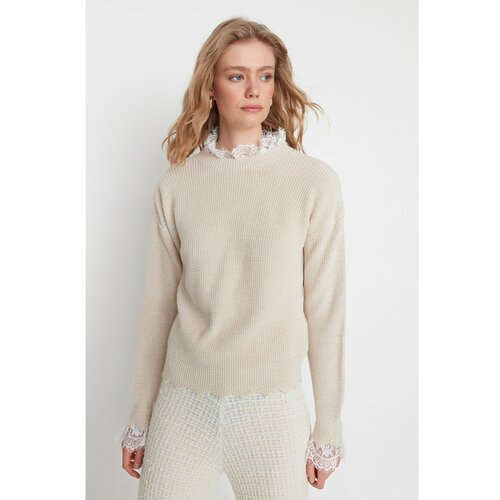 Trendyol Stone Lace Detailed Knitwear Sweater Slike